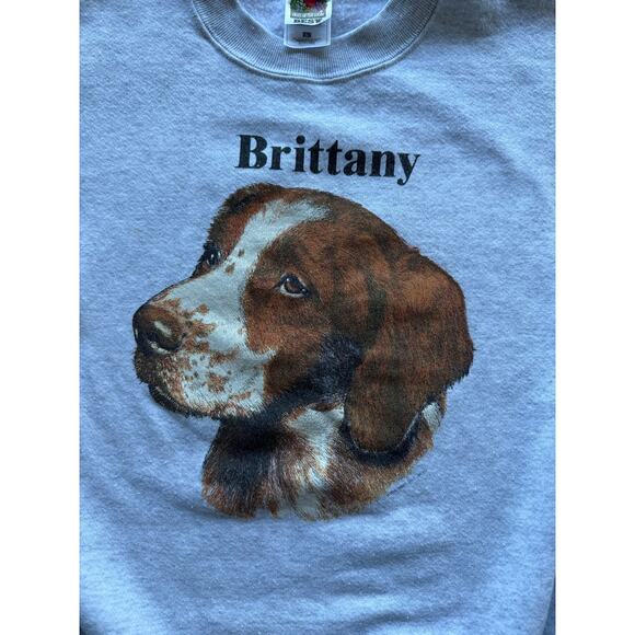 Vintage 90s 'Brittany' Dog Gray Sweatshirt Size Medium - Picture 2 of 7